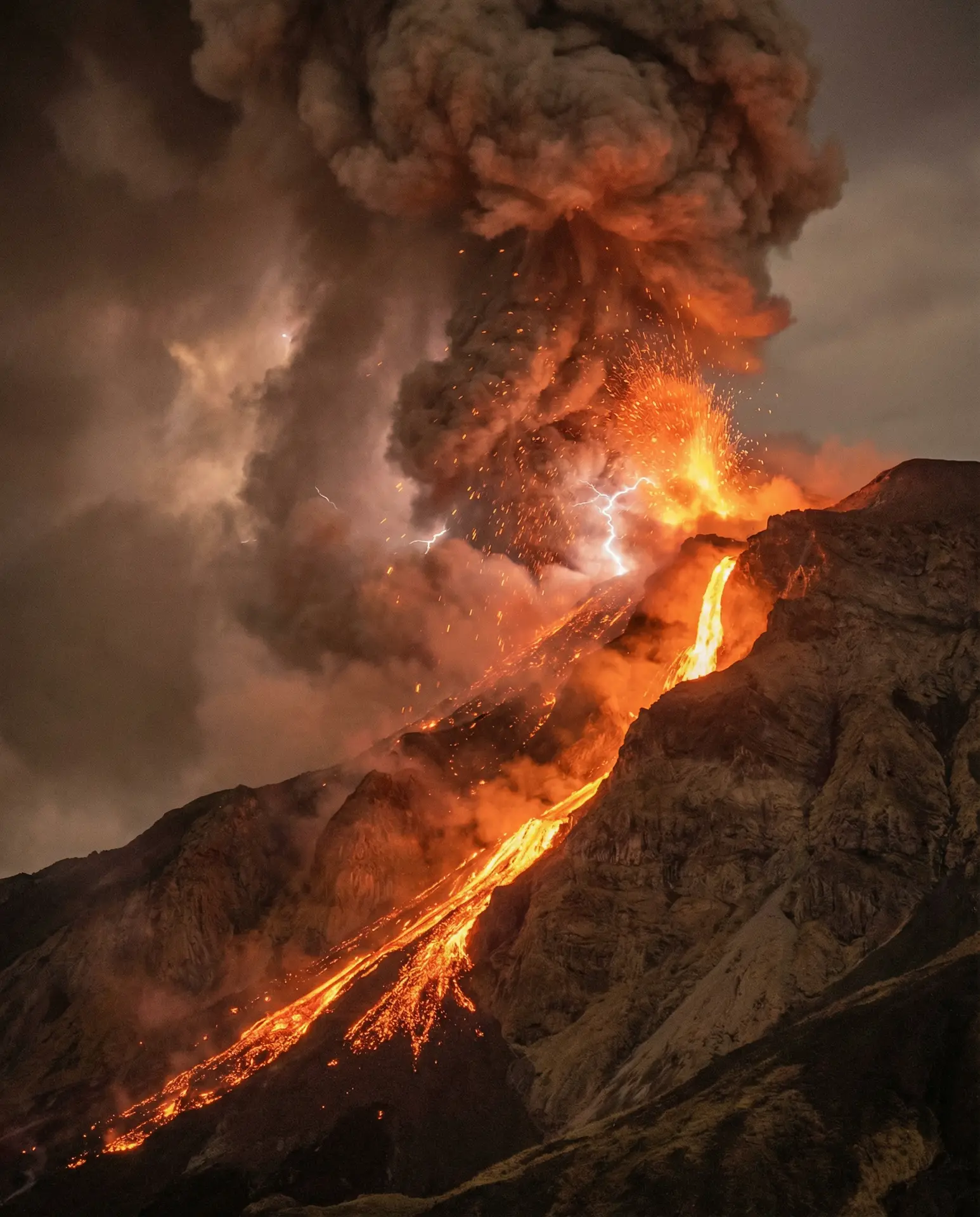 火山喷发壮观场景 - 午夜视频 自然奇观